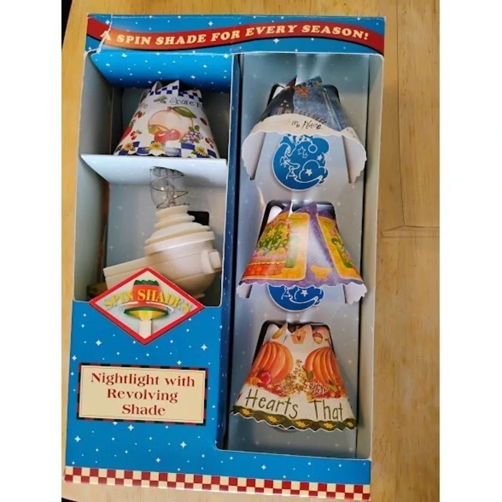 Spin Shades Nightlight with 4 Revolving Four Seasons Strawberry Pumpkin Snowman